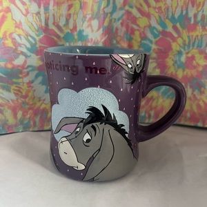 Disney Parks EEYORE Winnie the Pooh Mug Purple Blue 3D Glitter